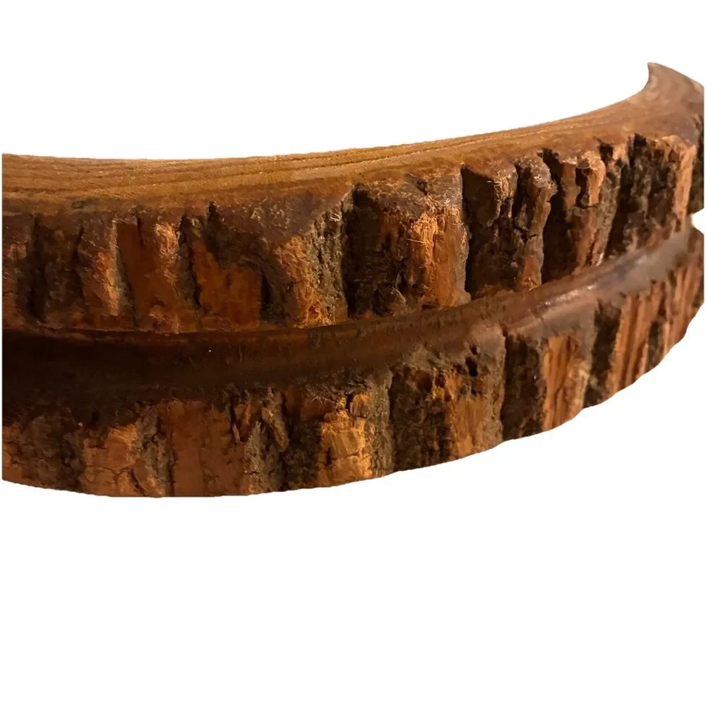 Vintage Live Edge Wood Nut Bowl With Metal Cracker With Built In Tool Holder 9”